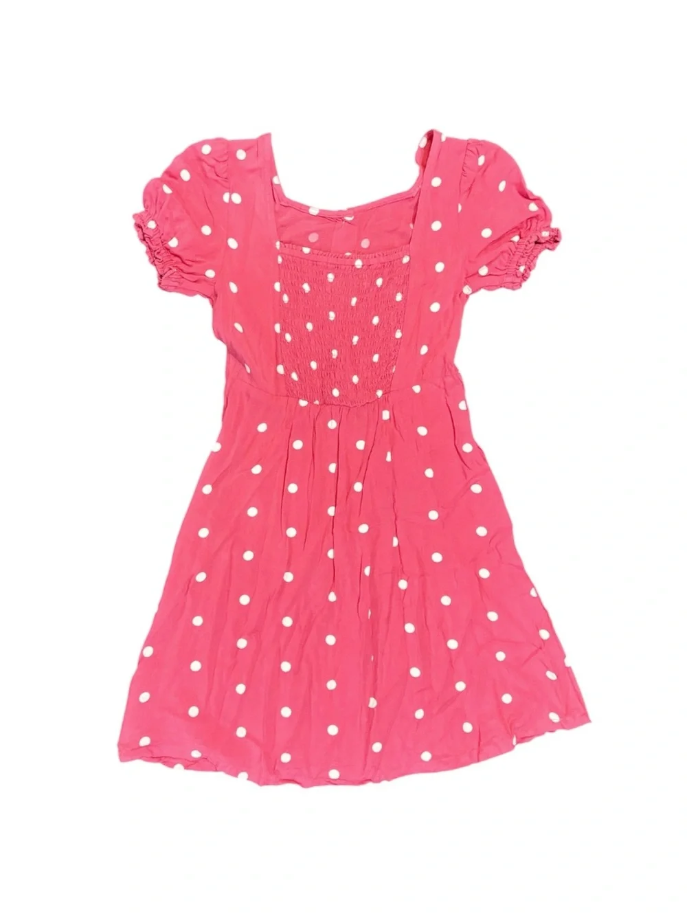 Old Navy | Girls Pink and White Polka Dot Button-Front Mini Dress, Medium (8)